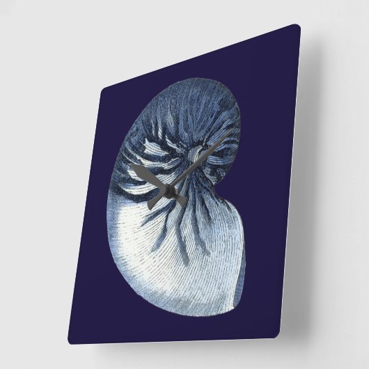 Indigo Shells VII Quadratische Wanduhr (Winkel)