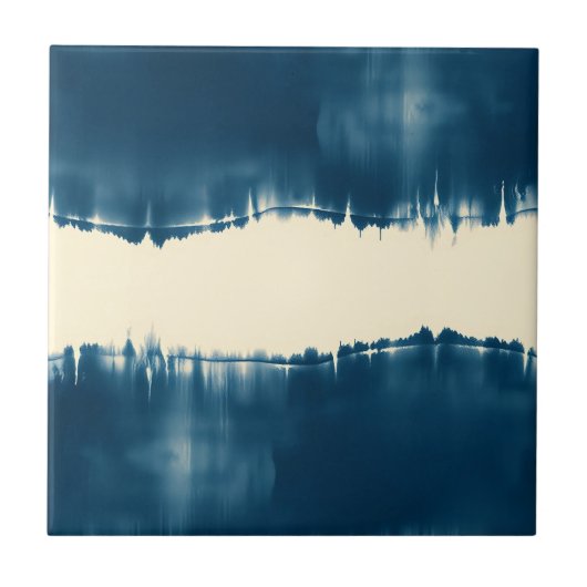Indigo Shibori Abstract Modern Horizontal Fliese (Vorderseite)