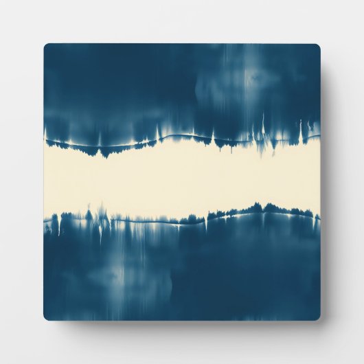 Indigo Shibori Abstrakte Moderne Horizontal Fotoplatte (Vorderseite)
