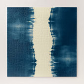 Indigo Shibori Abstrakte Moderne Horizontal Puzzle (Horizontal)