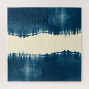 Indigo Shibori Abstrakte Moderne Horizontal Puzzle