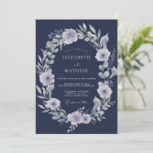 Indigo-Silber-Eukalyptus-Hochzeit Einladung (Stehend Vorderseite)