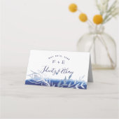 Indigo Silver Floral Wedding Name Platzkarte (Rückseite)