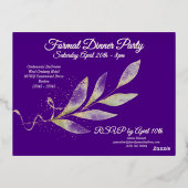 Indigo Silver & Gold Wasserfarbenleaf Geburtstag Folie Einladungspostkarte (Rückseite)