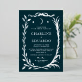 Indigo Silver Ivy Ornament Wedding Invitation Folieneinladung (Stehend vorne)