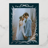 Indigo Silver Ivy Ornament Wedding Invitation Folieneinladung (Rückseite)