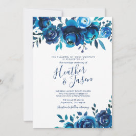 Indigo Smood Floral Wedding Einladung