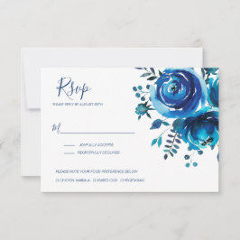 Indigo Smood Floral Wedding RSVP Karte