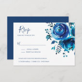 Indigo Smood Floral Wedding RSVP Karte (Vorne/Hinten)