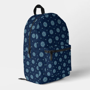 Indigo Spirit: Boho African Geometry Bedruckter Rucksack