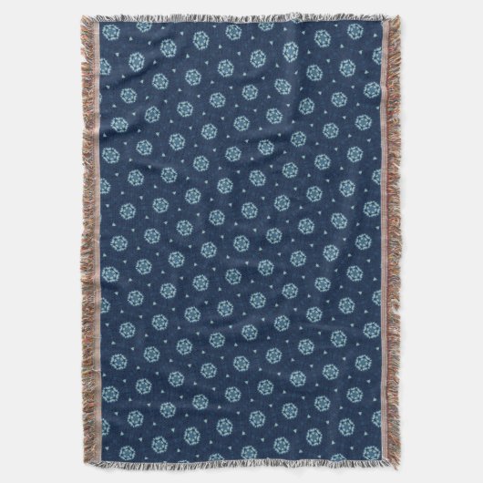 Indigo Spirit: Boho African Geometry Decke (Vorderseite Vertikal)