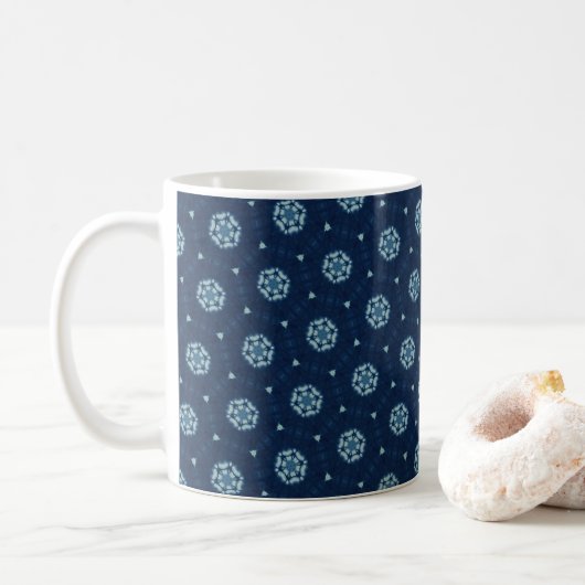 Indigo Spirit: Boho African Geometry Kaffeetasse (Mit Donut)
