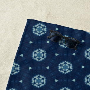Indigo Spirit: Boho African Geometry Strandtuch