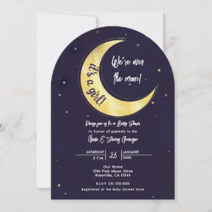 Indigo Stern Herbst Gelber Mond Sternchen Baby-Par Einladung