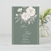 Indigo Style White Roses Save the Date Einladung (Stehend Vorderseite)