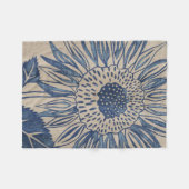 Indigo Sunflower Fleecedecke (Vorderseite (Horizontal))