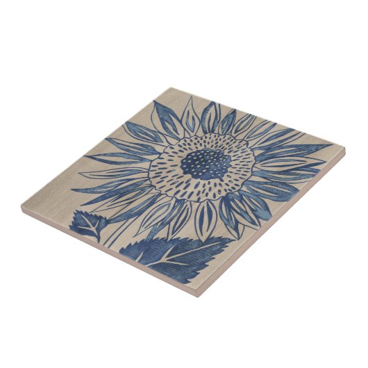 Indigo Sunflower Fliese (Seite)