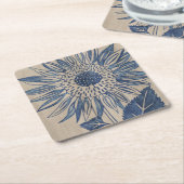 Indigo Sunflower Rechteckiger Pappuntersetzer (angewinkelt)