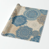 Indigo Tan Boho Floral Geschenkpapier (Ungerollt)