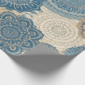 Indigo Tan Boho Floral Geschenkpapier (Ecke)