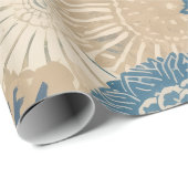 Indigo Tan Boho Floral Geschenkpapier (Rolleneckpunkt)
