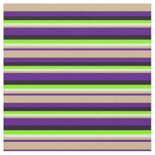 Indigo, Tan, Light Cyan, Green & Black Lines Stoff