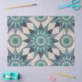 Indigo Teal Compass Mosaic – Stained Glass Seidenpapier (Basteln)