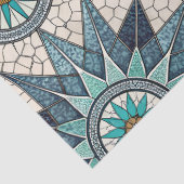 Indigo Teal Compass Mosaic – Stained Glass Seidenpapier (Detail)