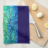 Indigo & Teal Winter Branches Watercolor Geschirrtuch (Viertel Falte)