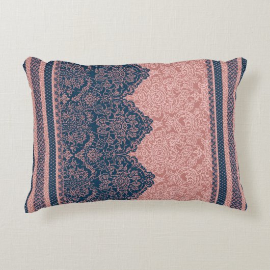 Indigo-Tinte & warmer Blush-KI-Kunst Dekokissen (Vorderseite)