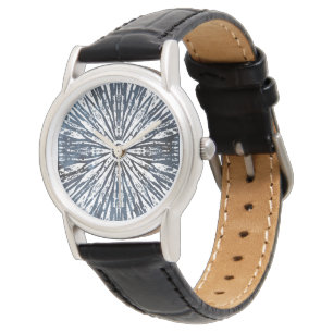 Indigo-Tinten-Radialstrahl-Motiv Armbanduhr
