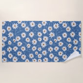 Indigo Traum Gänseblümchen Strandtuch (Vorderseite)