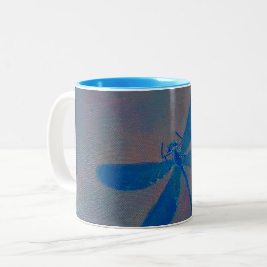 Indigo-Traumlibelle Zweifarbige Tasse (Vorderseite Links)