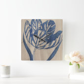 Indigo Tulip Quadratische Wanduhr (Zuhause)