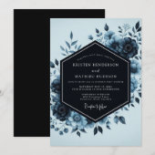 Indigo Twilight Bloom Wedding Einladung (Vorne/Hinten)