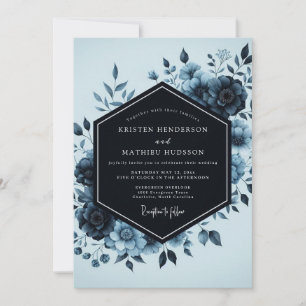 Indigo-Twilight-Blütenhochzeit Einladung