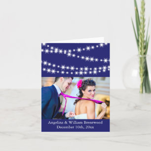 Indigo Twinkle Lights Photo Thank You Card Dankeskarte