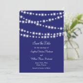 Indigo Twinkle Lights Save the Date (Stehend Vorderseite)