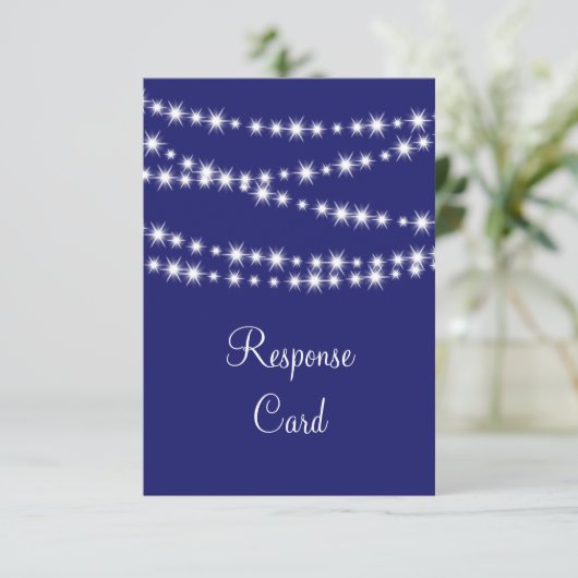 Indigo Twinkle Lights UAWG RSVP Karte (Stehend Vorderseite)