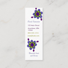 Indigo u. grüne Spaß-Blumen Mini Visitenkarte