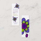 Indigo u. grüne Spaß-Blumen Mini Visitenkarte (Vorne/Hinten)