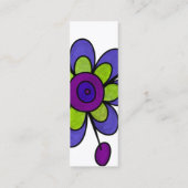 Indigo u. grüne Spaß-Blumen Mini Visitenkarte (Rückseite)