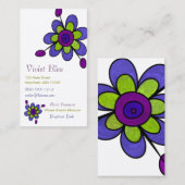 Indigo u. grüne Spaß-Blumen Visitenkarte (Vorne/Hinten)