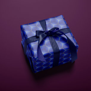 Indigo und Gold Hexagonal Design Geschenkpapier