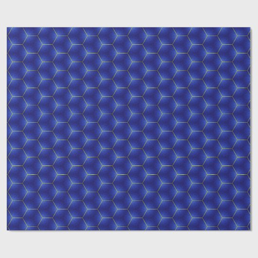 Indigo und Gold Hexagonal Design Geschenkpapier (Flach)
