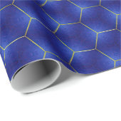 Indigo und Gold Hexagonal Design Geschenkpapier (Rolleneckpunkt)