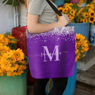 Indigo und Lila Violett Signature Monogramm Folie Tasche