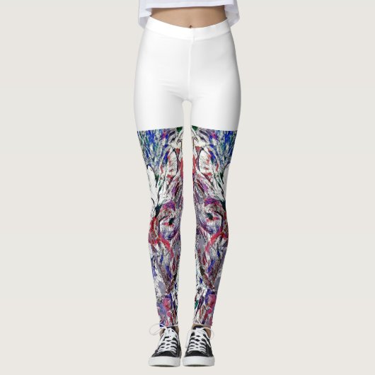 Indigo und Weiß Leggings (Vorderseite)