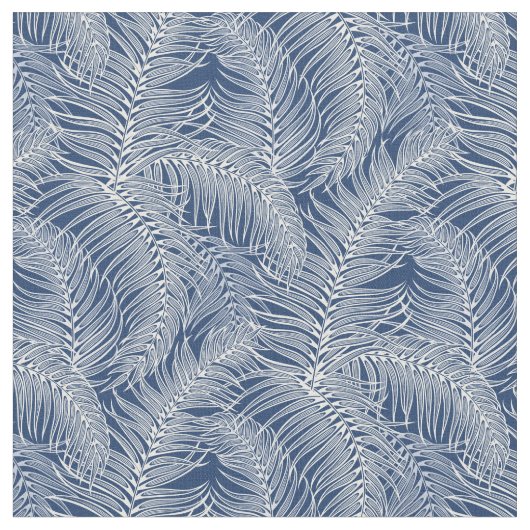 Indigo und White Palm Blätter Stoff (Nahaufnahme)
