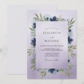 Indigo-Veilchen-Blatt-Hochzeit Einladung (Vorne/Hinten)